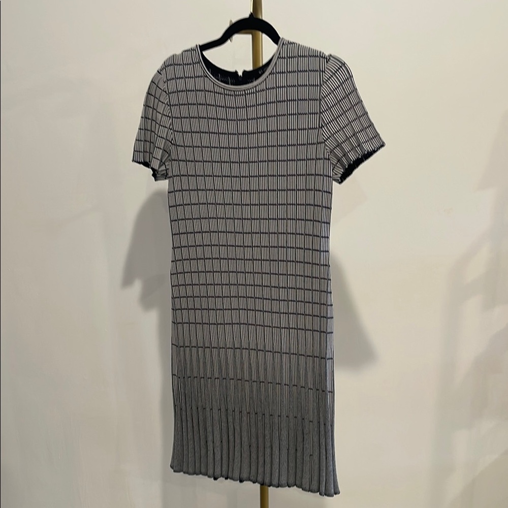 Elegant Black and White Striped Dress